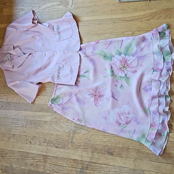 Studio I Pink Beaded Jacket Skirt set 10 - Picture 11 of 14